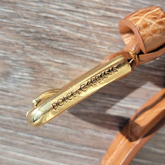 Dolce&gabbana real crocodile Brown Leather Belt with Gold Buckle 80/32 - Picture 5 of 6